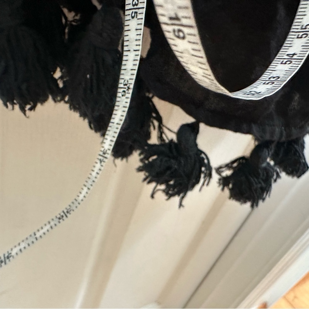 Apiece Apart Tewa Dress 10 Black Cotton Gauze Mini Tassel Square Neck Boho Chic - Picture 4 of 6